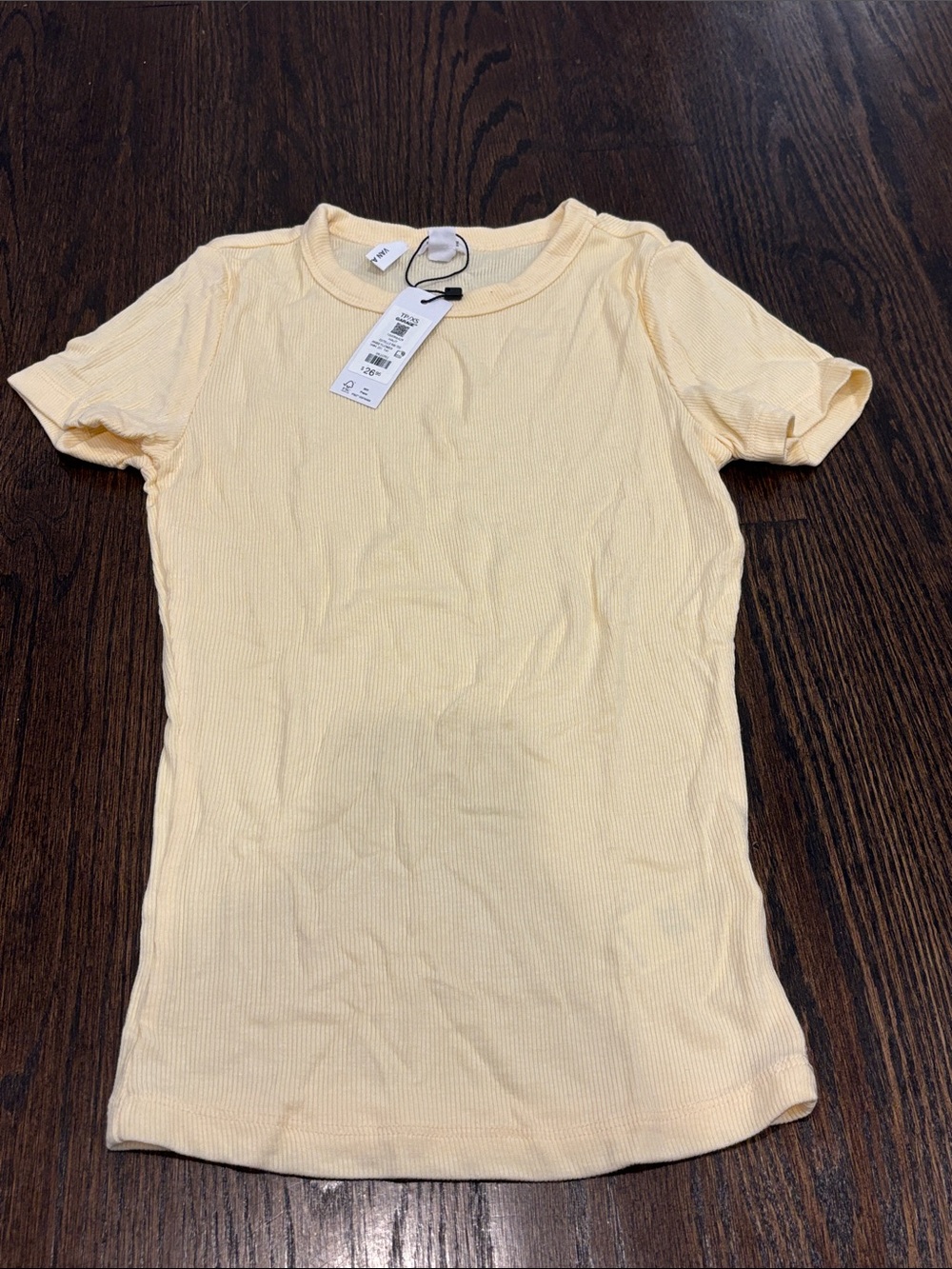 NWT Garage Women’s Light Yellow Ribbed Short Sleeve Tee Size XS